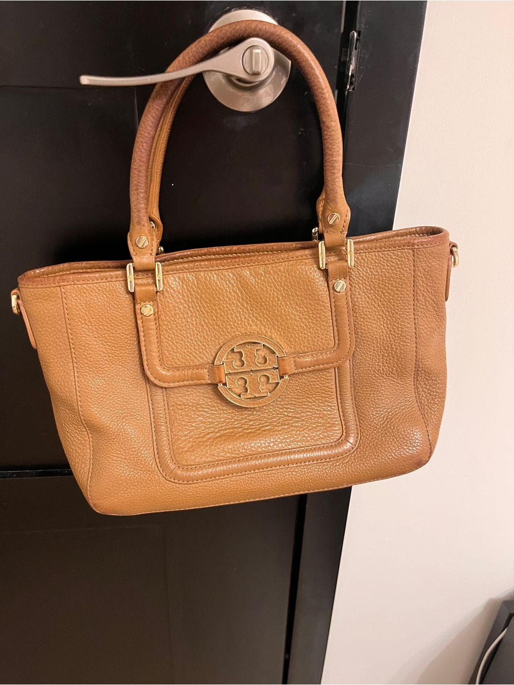 Tory Burch Tan Leather Logo Tote